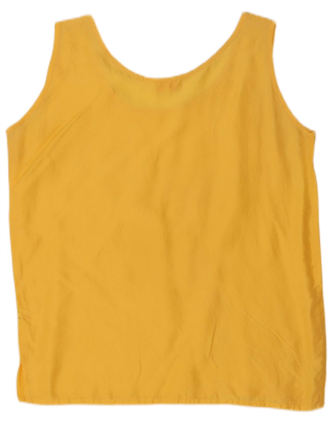 Vintage Damen Ärmelloses Blusentop UK 14 Mittelgelbe Seide