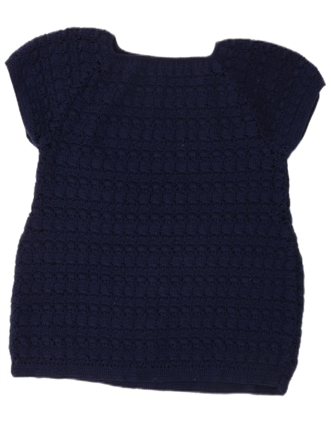 Vintage Damen Strickbluse Top UK 12 Medium Marineblau