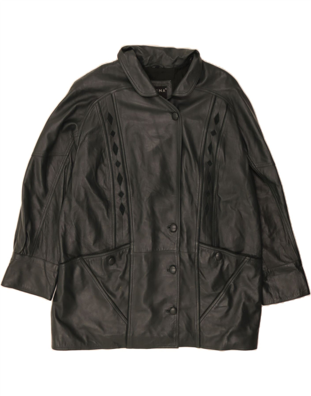 MORENA Womens Leather Jacket IT 54 3XL Black Leather Vintage Morena and Second-Hand Morena from Messina Hembry 