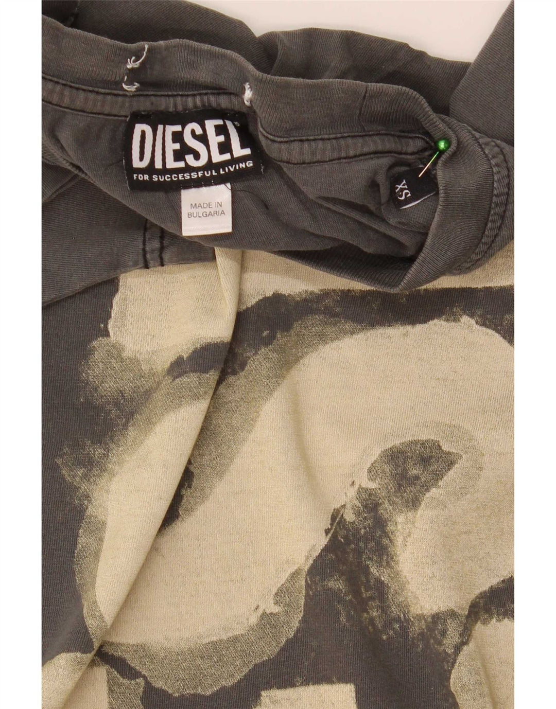 Diesel Herren Grafik T-Shirt Top XS Khaki