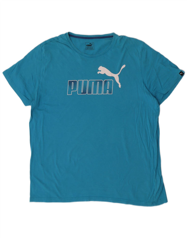 Puma Herren Grafik T-Shirt Top 2XL Blau Baumwolle