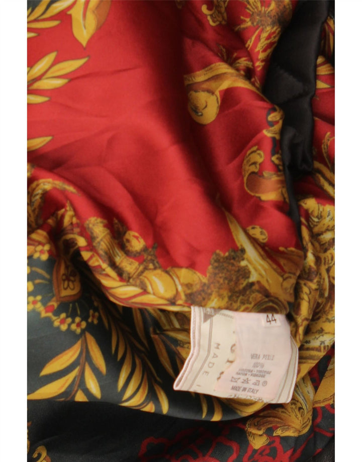 VINTAGE Damen Leder-Trenchcoat IT 44 Mittelschwarzes Leder