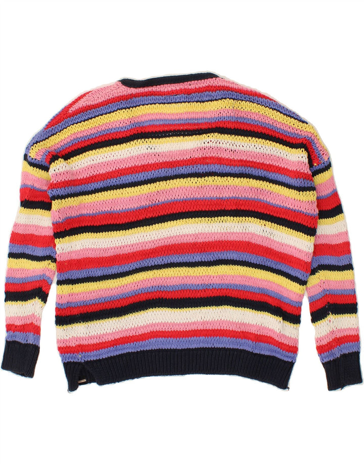 SUPERDRY Womens V-Neck Jumper Sweater UK 12 Medium  Multicoloured Striped Vintage Superdry and Second-Hand Superdry from Messina Hembry 