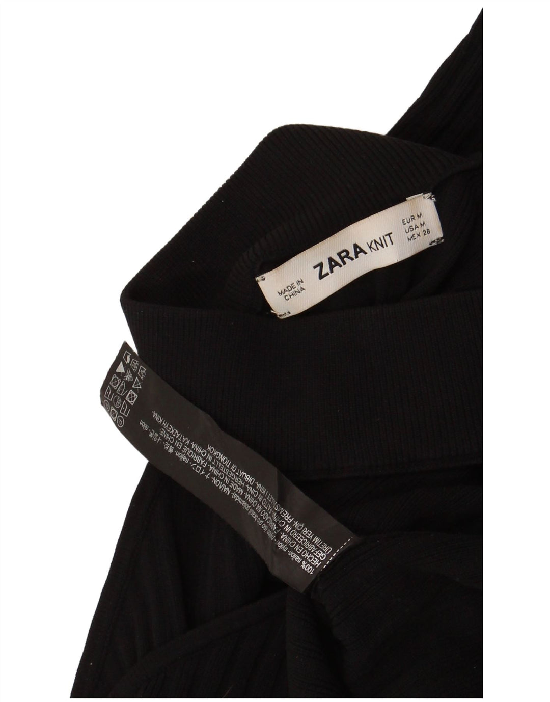 Zara Damen Crop One Shoulder Top UK 12 Mittelschwarzes Nylon