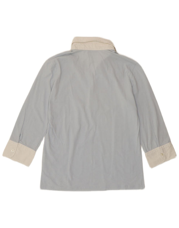 Fred Perry Damen-Poloshirt mit 3/4-Ärmeln, UK 14, Größe L, Blau, Colourblock-Baumwolle
