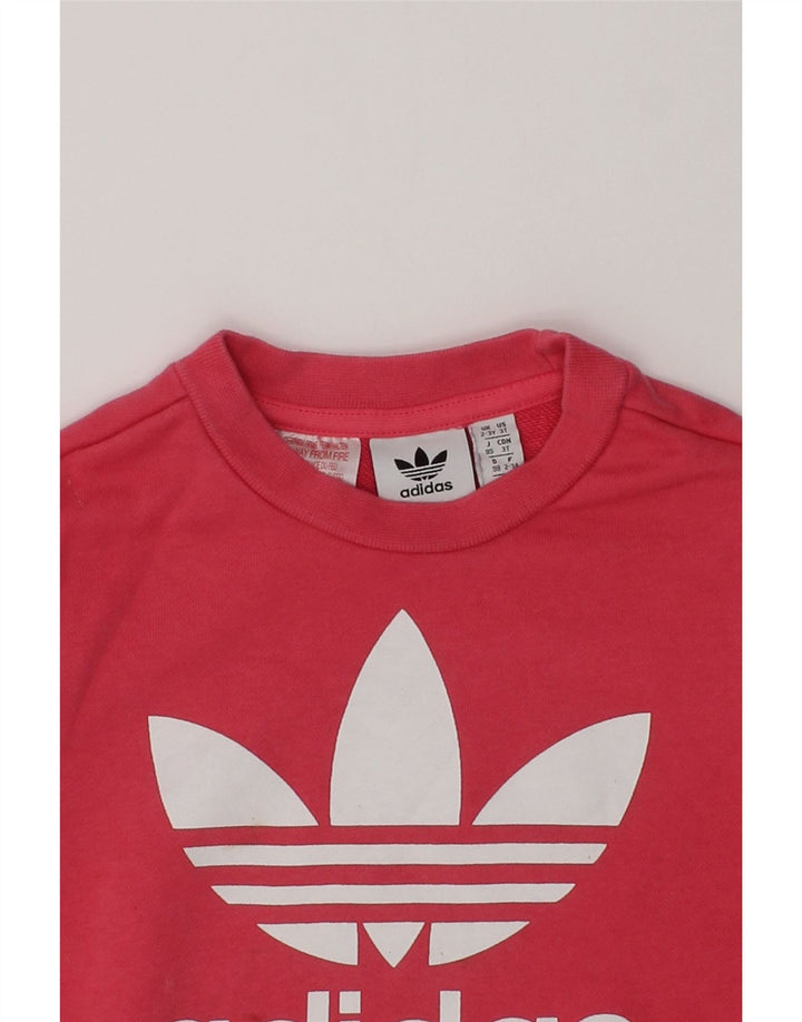 ADIDAS Girls Graphic Sweatshirt Jumper 2-3 Years Pink Cotton | Vintage Adidas | Thrift | Second-Hand Adidas | Used Clothing | Messina Hembry 