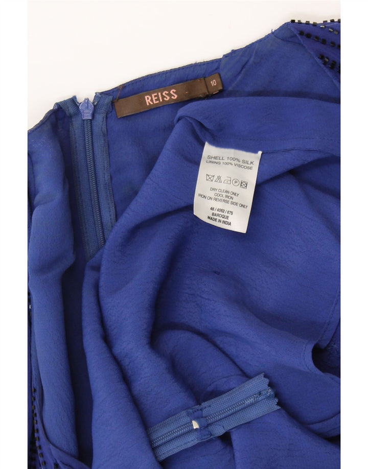 REISS Damen Bluse Top UK 10 Small Blaue Seide