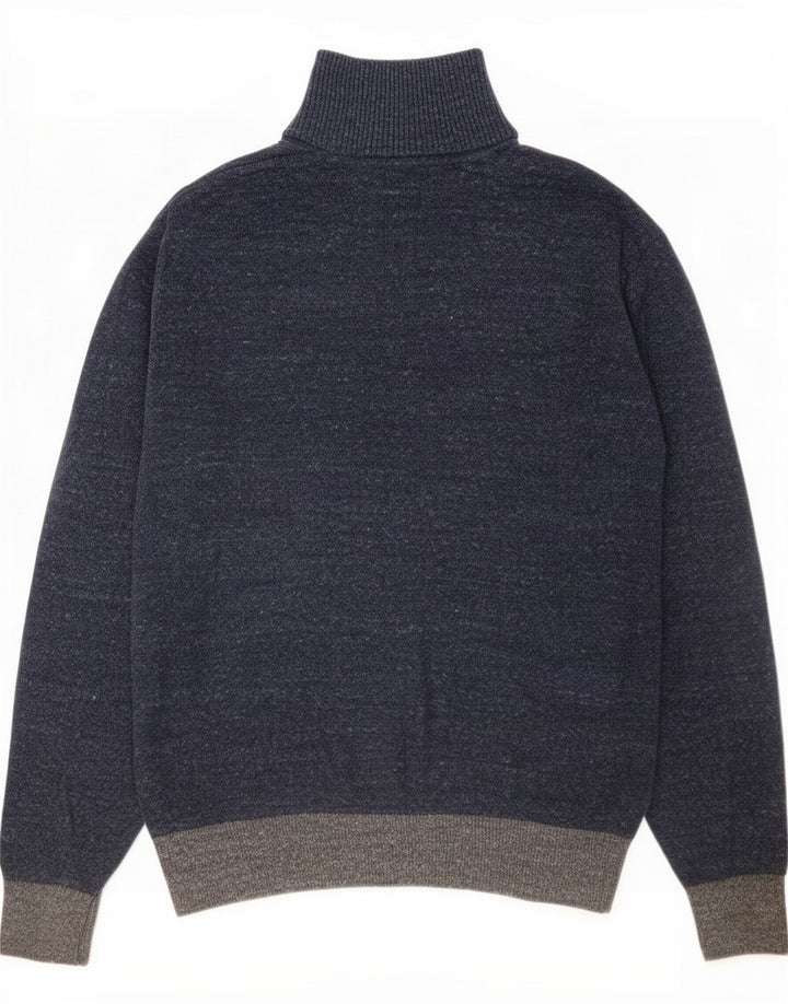 Gap Herren-Pullover mit Knopfkragen, mittlerer marineblauer Farbblock-Baumwolle