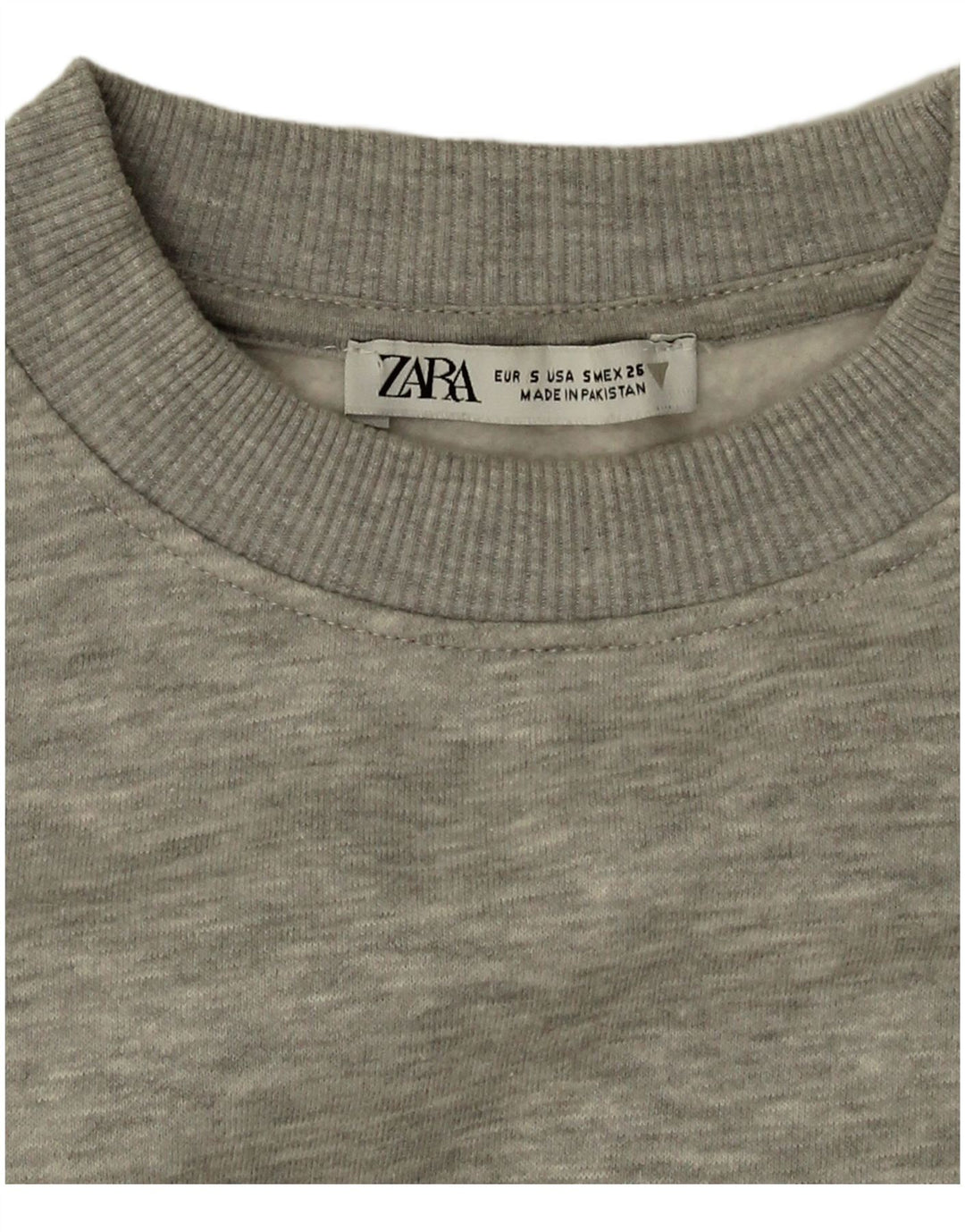 Zara Damen Crop Oversized Sweatshirt Pullover UK 10 Small Grau meliert