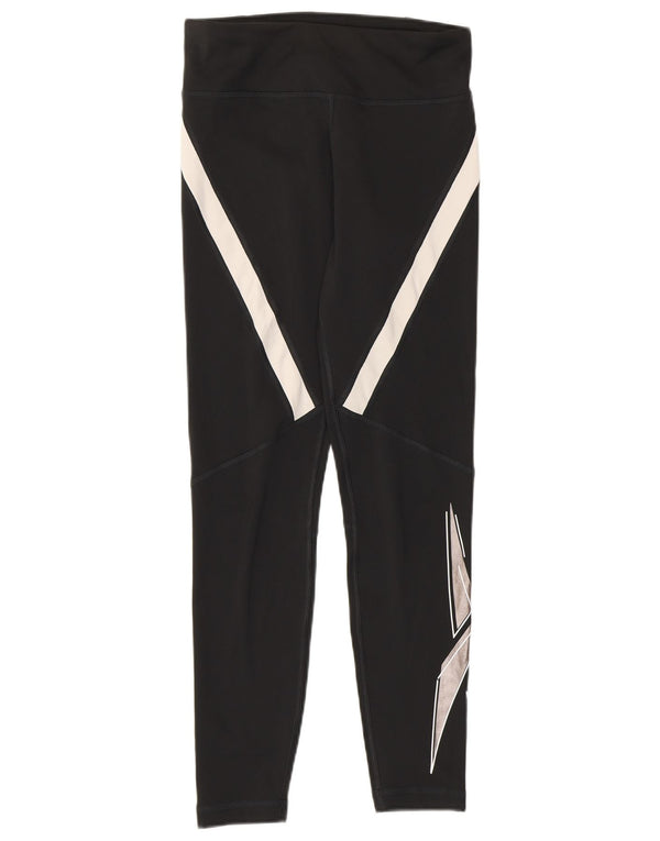 Reebok Damen Speed Wick Leggings UK 8/10 Small Schwarz Colourblock Polyester