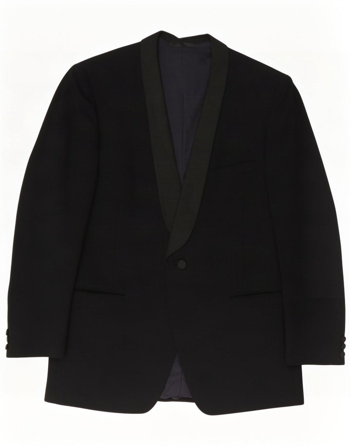 San Remo Herren 1-Knopf-Blazerjacke IT 50 Große schwarze Schurwolle