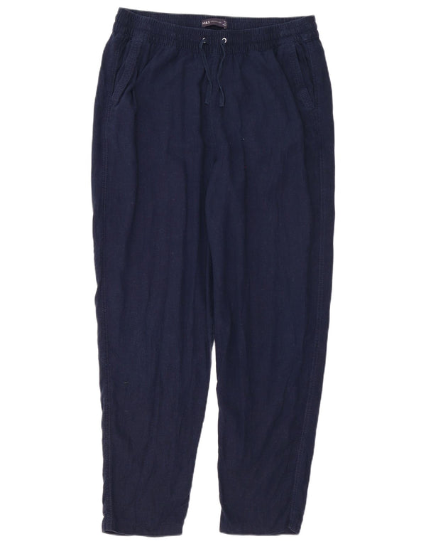 Marks & Spencer Damen-Chinohose mit hoher Taille, UK 14, Größe L W32 L28, Marineblau B