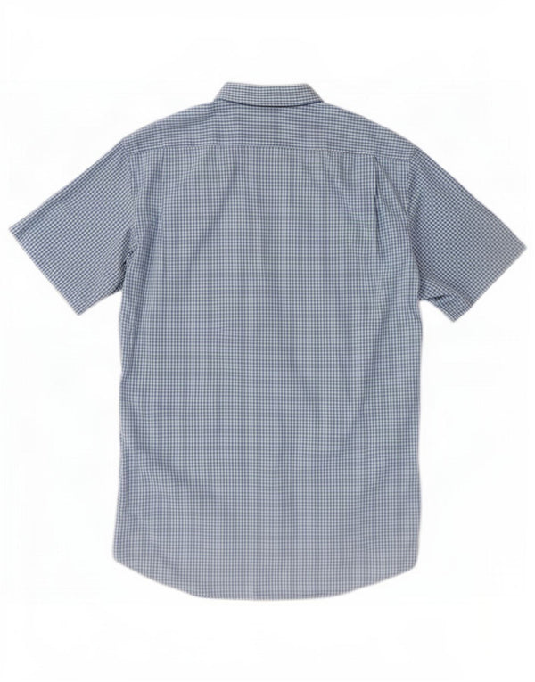 Lacoste Mens Short Sleeve Shirt Size 38 Mediume Blue Gingham Cotton