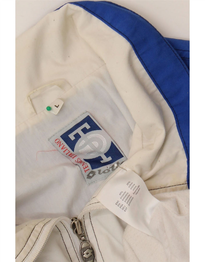 Lotto Herren-Trainingsanzug mit grafischem Oberteil, groß, blau, Farbblock-Polyester
