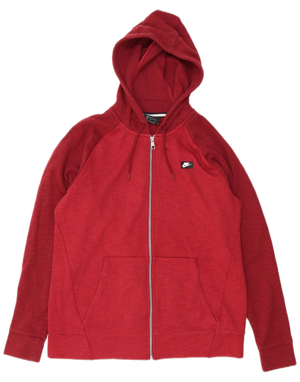 Nike Herren-Kapuzenpullover mit Reißverschluss, mittelgroßes Burgunderrot, Colourblock-Baumwolle