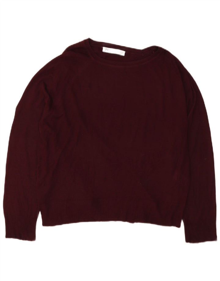 Zara Damen-Pullover mit U-Boot-Ausschnitt, UK 14, mittlere kastanienbraune Viskose