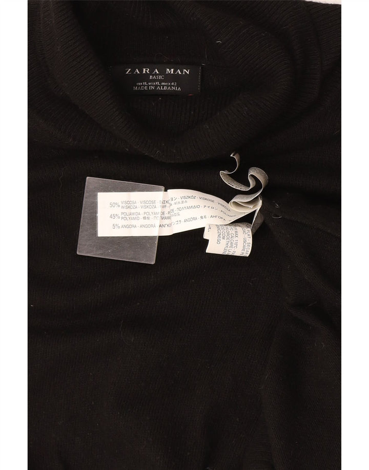 Zara Herren Rollkragenpullover XL Schwarz Viskose