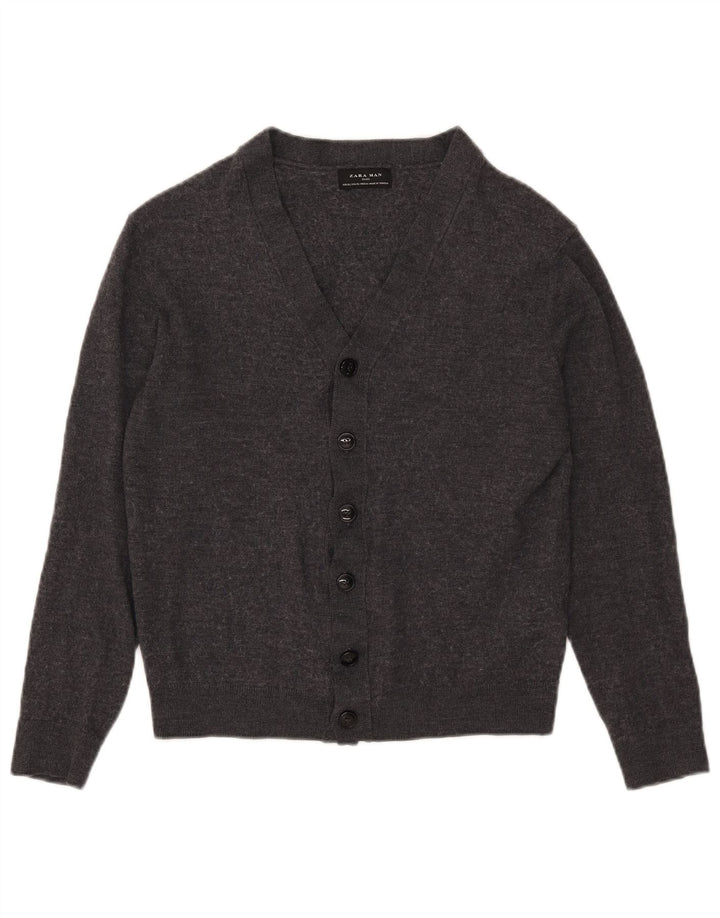 Zara Herren Strickjacke XL Grau Acryl