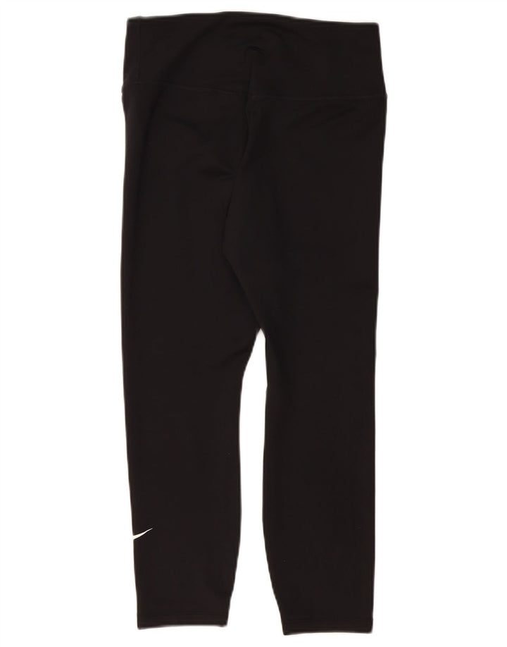 NIKE Womens Dri Fit Capri Leggings UK 12 Medium Schwarz Polyester