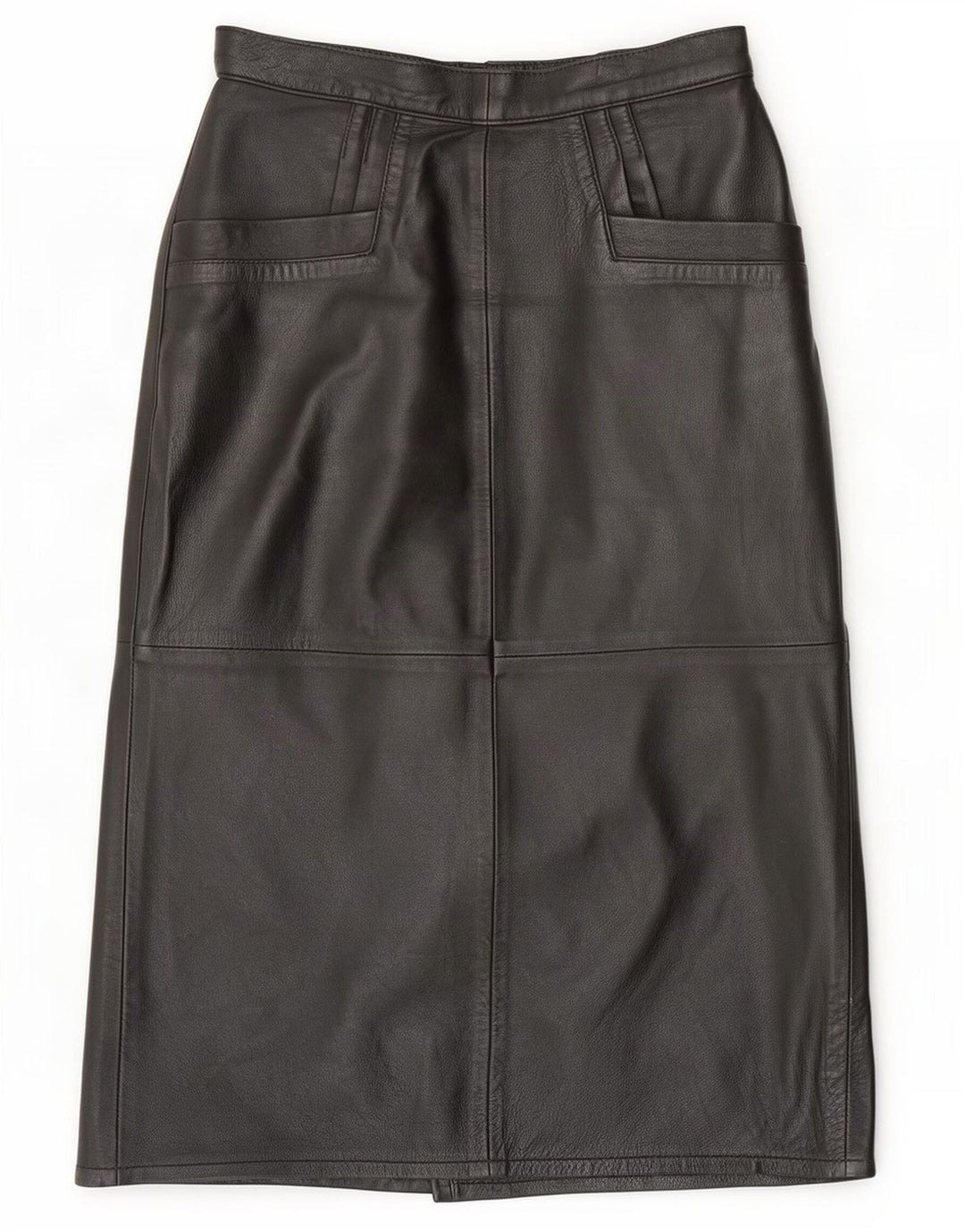 Ruby Damen-Lederrock mit hoher Taille, EU 38, Mittel W28, Schwarz