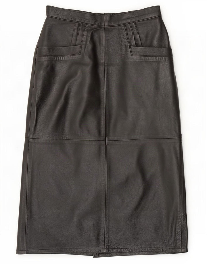 Ruby Damen-Lederrock mit hoher Taille, EU 38, Mittel W28, Schwarz