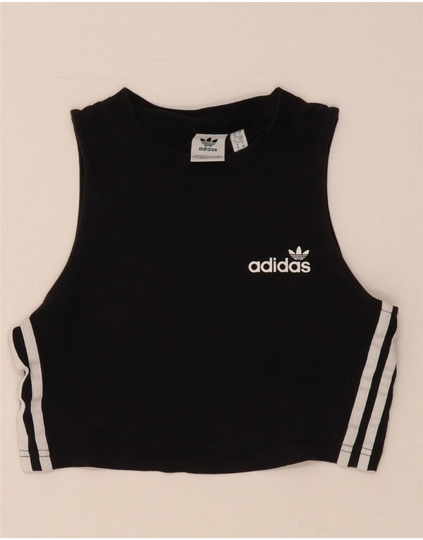 Adidas Damen Graphic Vest Top UK 10 Small Schwarz Baumwolle