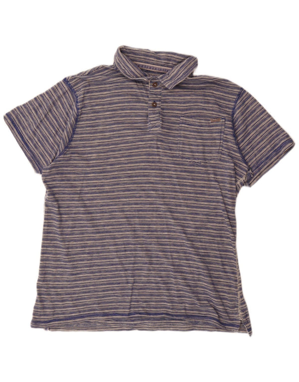 Weird Fish Herren-Poloshirt XL aus marineblauer Nadelstreifen-Baumwolle