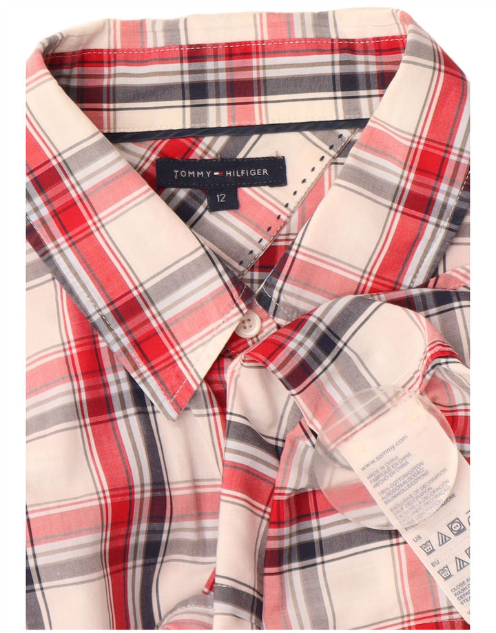 Tommy Hilfiger Damen-Hemd, US 12, groß, rot kariert, Baumwolle