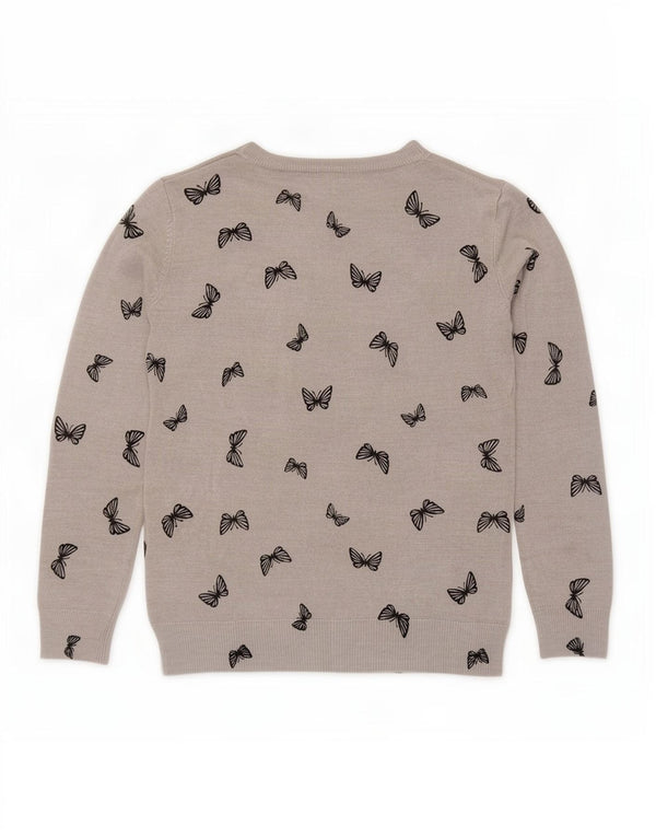 Marks & Spencer Damen-Pullover mit U-Boot-Ausschnitt, Gr. 10, kleiner grauer Schmetterling