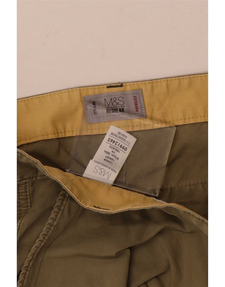 Marks & Spencer Herren-Cargoshorts mit normaler Passform, W36, Größe L, Khaki, Baumwolle