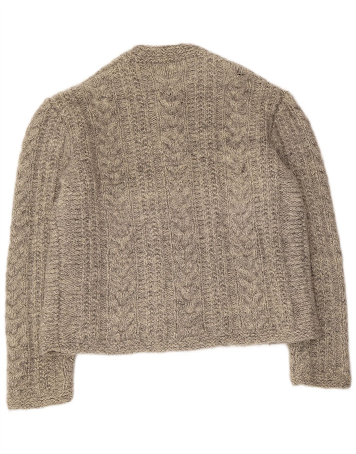 Vintage Herren Cardigan Pullover Groß Grau