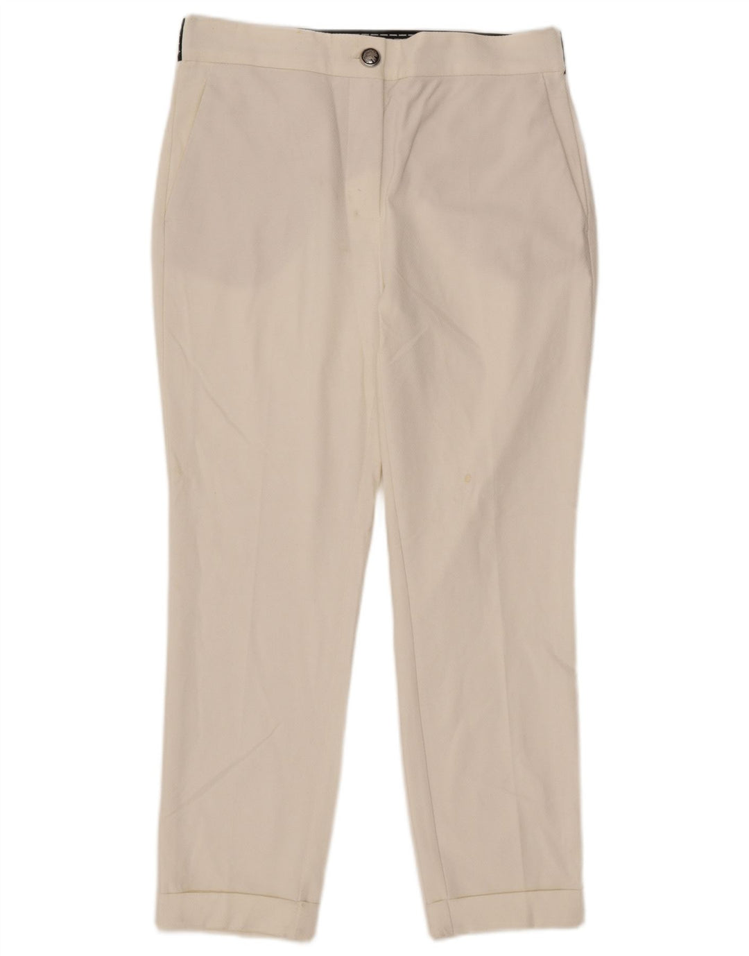 Schmale Chino-Hose für Damen von Zara, Größe L, W30, L27, Weiß, Colourblock-Polyester