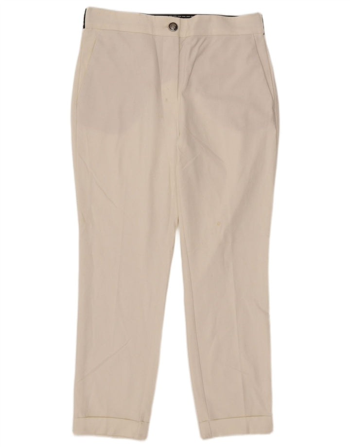Schmale Chino-Hose für Damen von Zara, Größe L, W30, L27, Weiß, Colourblock-Polyester