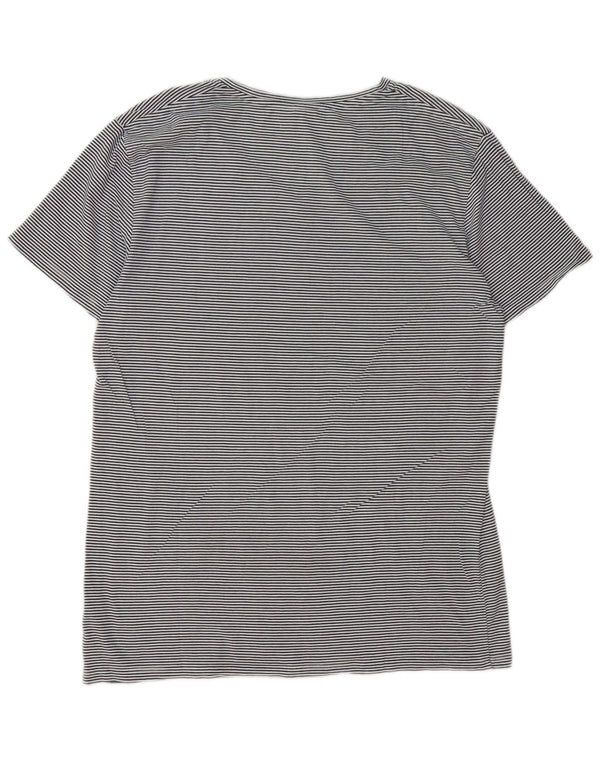 Scotch & Soda Herren T-Shirt Top XL Blau Nadelstreifen Baumwolle