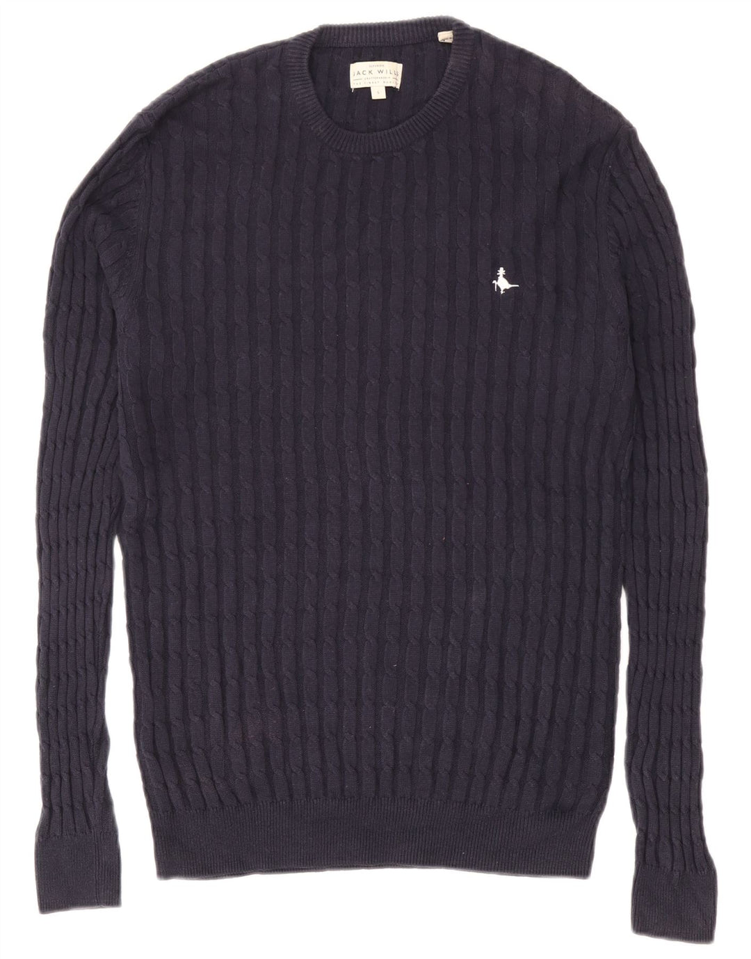 Jack Wills Herren-Pullover mit Rundhalsausschnitt, Größe S, marineblaue Baumwolle