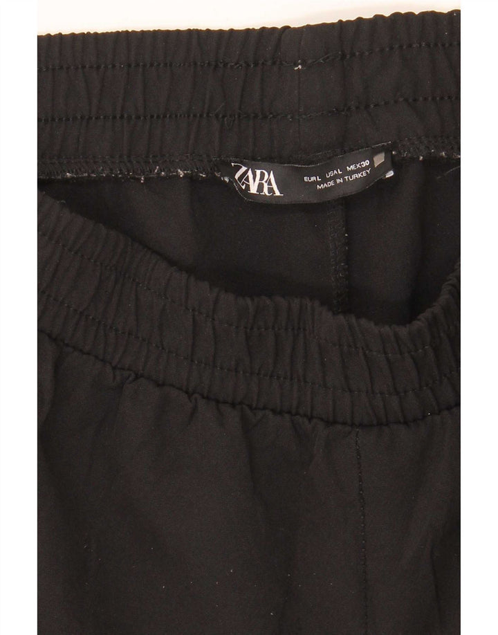 Zara Damen Crop Jogger Cargo-Hose, Größe L, W30, L26, Schwarz
