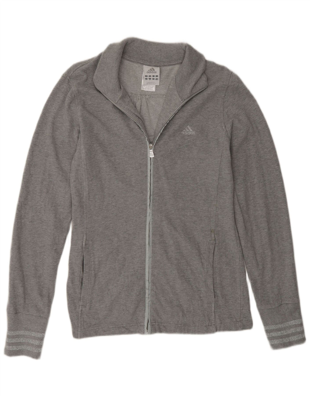 Adidas Damen Trainingsanzug Top Jacke UK 16 Large Grau Baumwolle