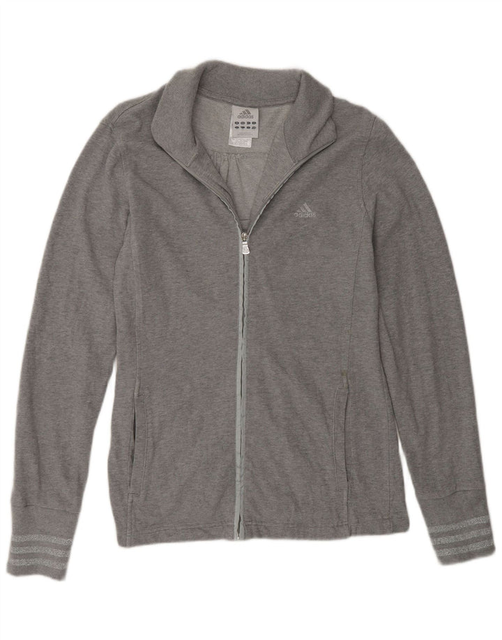 Adidas Damen Trainingsanzug Top Jacke UK 16 Large Grau Baumwolle