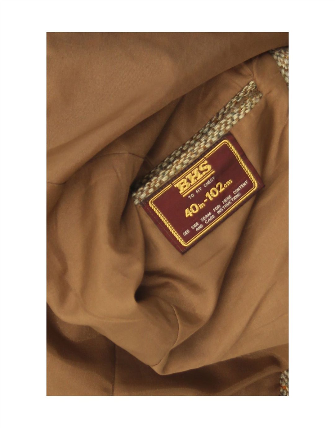Harris Tweed Herren-Blazer mit 2 Knöpfen, UK 40, große braune Wolle mit Fischgrätenmuster