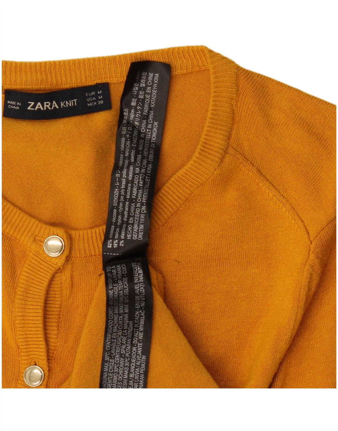 Zara Damen Strickjacke UK 12 Mittelgelbe Viskose