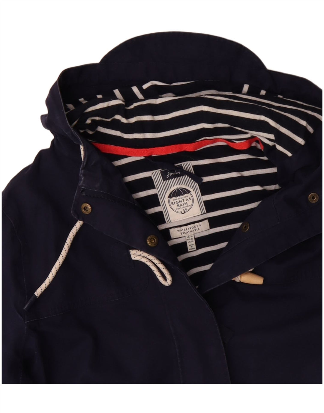 JOULES Damen-Regenmantel mit Kapuze, UK 14, Größe L, Marineblau, Polyester