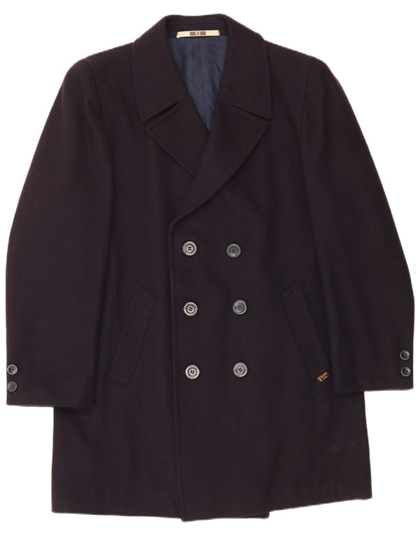 Vintage Herren Pea Coat IT 52 XL Marineblaue Viskose