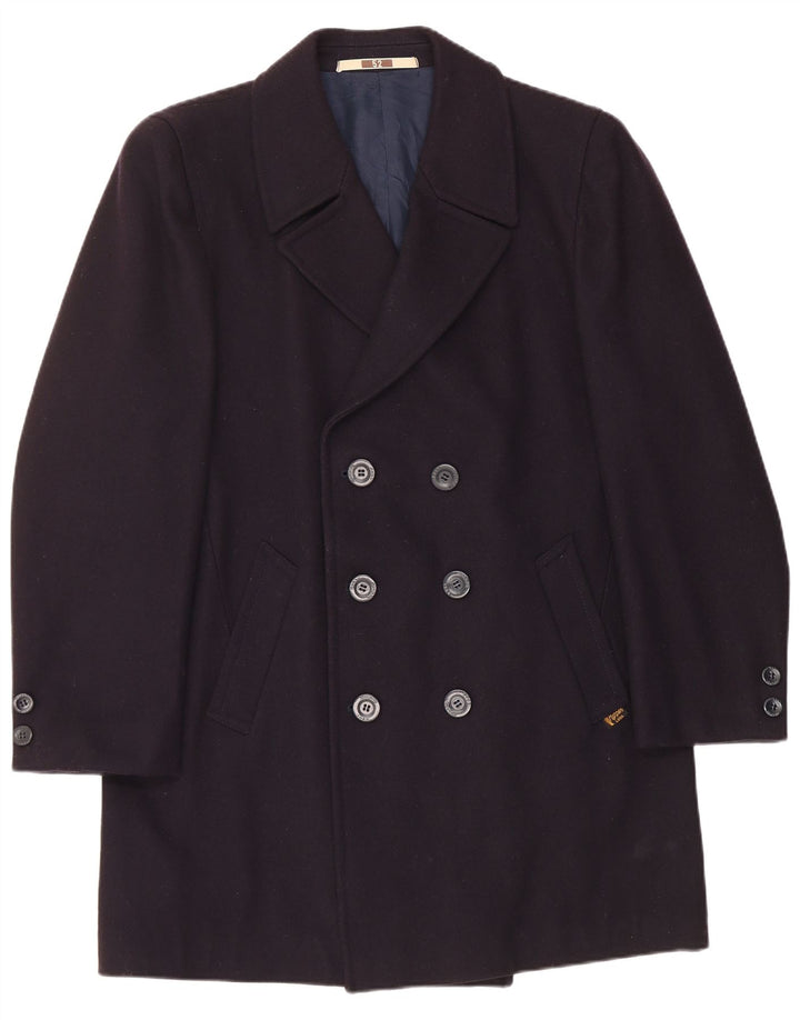 Vintage Herren Pea Coat IT 52 XL Marineblaue Viskose