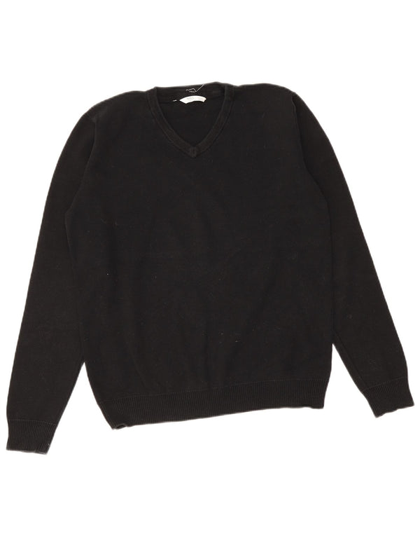 Marks & Spencer Jungen-Pullover mit V-Ausschnitt, 14–15 Jahre, schwarze Baumwolle