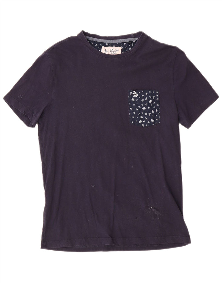 Pinguin-Herren-T-Shirt-Oberteil aus Baumwolle in mittlerem Marineblau