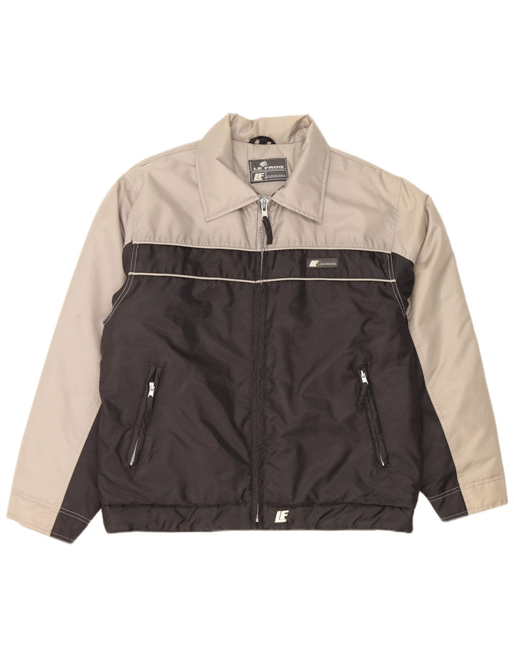 Le Frog Herren Wattierte Jacke IT 48/50 Mittelschwarzes Colourblock-Polyester