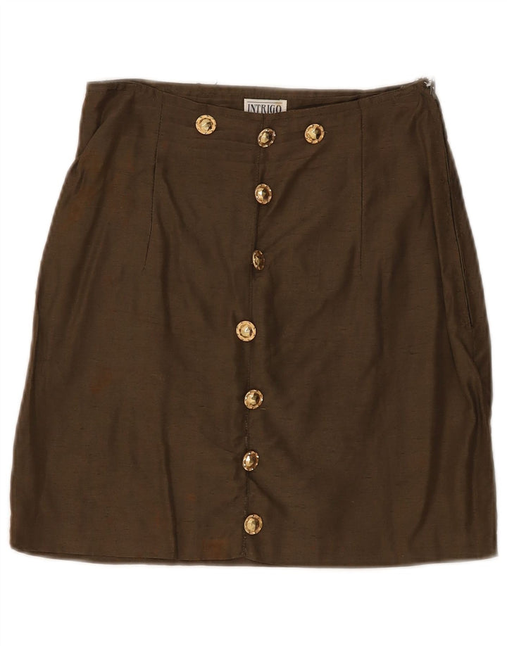 Vintage Damen High Waist Minirock Medium W24 Khaki