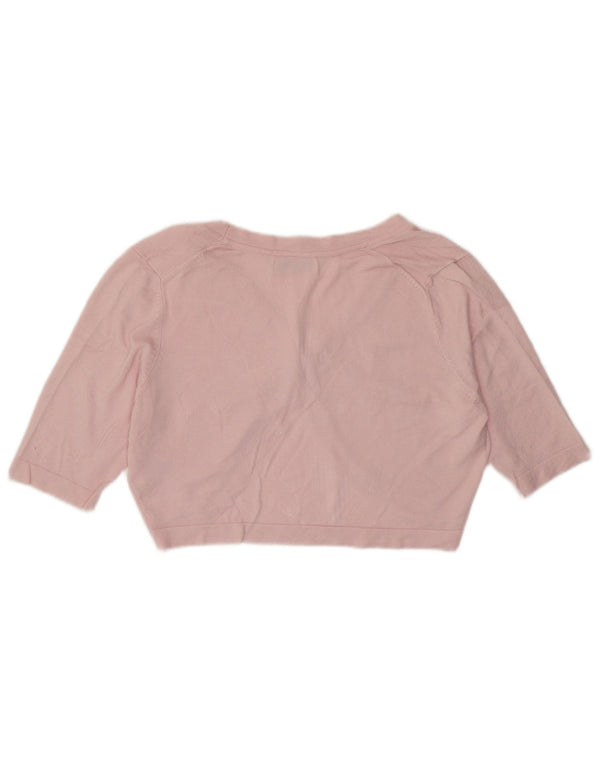 Marks & Spencer Damen Crop Short Sleeve Cardigan Sweater UK 14 Mittelrosa