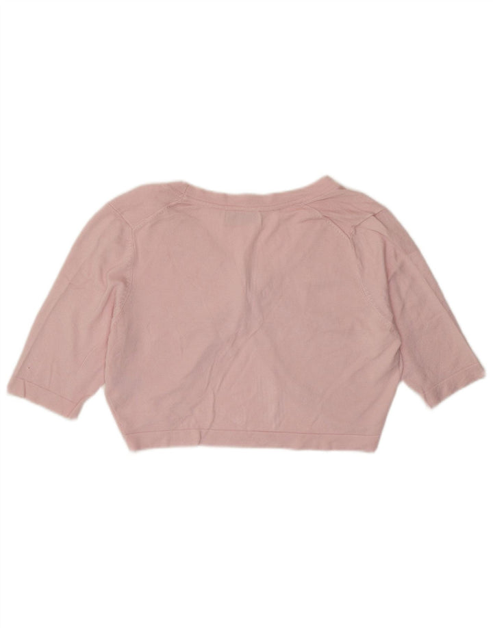 Marks & Spencer Damen Crop Short Sleeve Cardigan Sweater UK 14 Mittelrosa