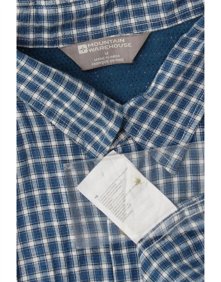 Mountain Warehouse Herren-Kurzarmhemd aus mittelblau karierter Baumwolle
